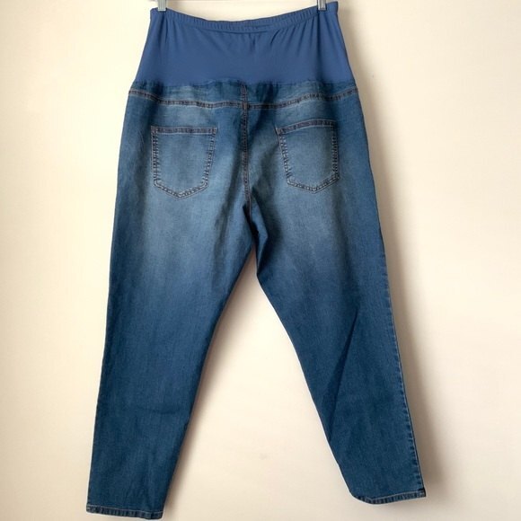 New Love Fire Maternity Jeans Blue Full Panel Coverage Mama Baby Denim XXL - Picture 2 of 7
